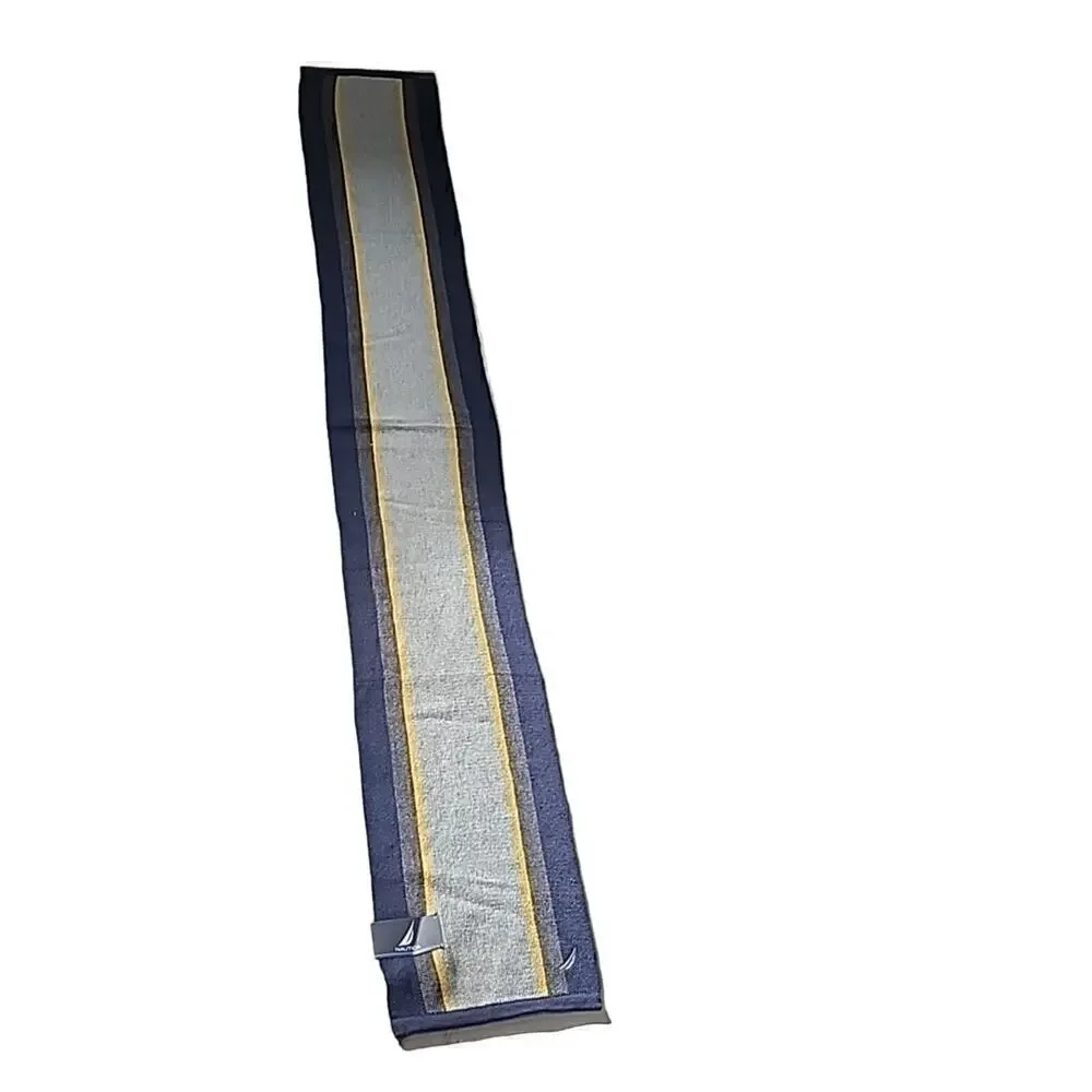 New Nautica Scarf Blue Gray Yellow Rectangle